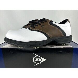 Dunlop Dry Golf Classic Saddle White Brown Shoes Leather Spike Men’s Size 9 NWT‎